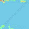 Mapa topográfico Caribe Holandés, altitud, relieve