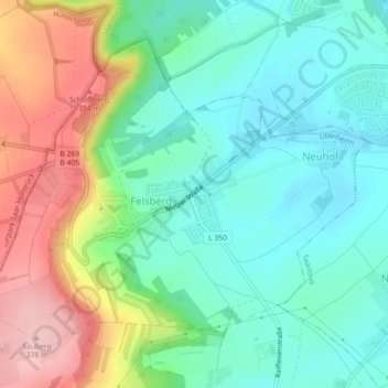 Mapa topográfico Felsberg, altitud, relieve
