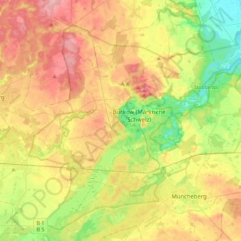 Mapa topográfico Märkische Schweiz, altitud, relieve