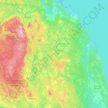 Mapa topográfico Куйвозовское сельское поселение, altitud, relieve