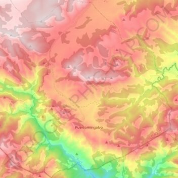 Mapa topográfico Puertomingalvo, altitud, relieve