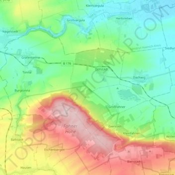 Mapa topográfico Fahner Höhe, altitud, relieve