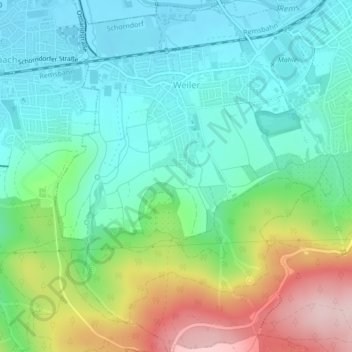 Mapa topográfico Weiler, altitud, relieve