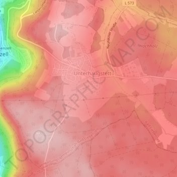 Mapa topográfico Unterhaugstett, altitud, relieve