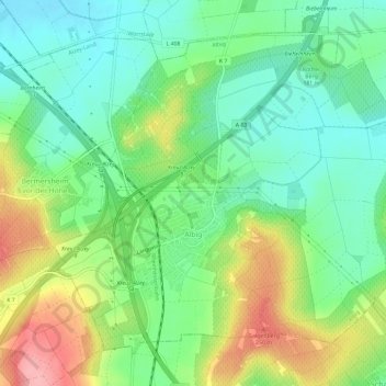Mapa topográfico Albig, altitud, relieve