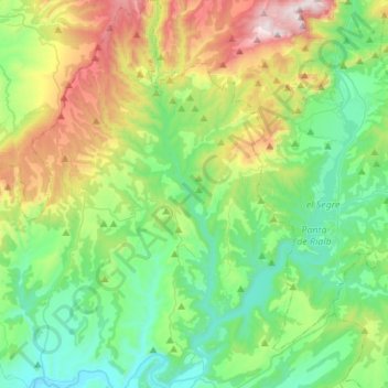 Mapa topográfico la Baronia de Rialb, altitud, relieve