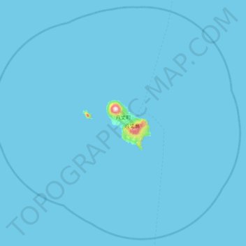Mapa topográfico 八丈町, altitud, relieve
