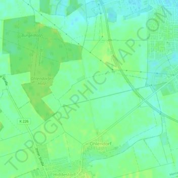 Mapa topográfico Ohlendorf, altitud, relieve