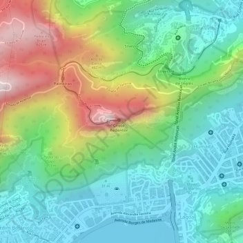 Mapa topográfico Cristo del Corcovado, altitud, relieve