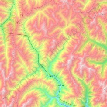 Mapa topográfico 米亚罗镇, altitud, relieve