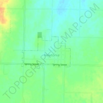 Mapa topográfico Newtonia, altitud, relieve