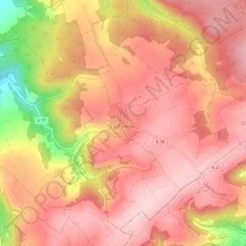 Mapa topográfico Lettweiler, altitud, relieve