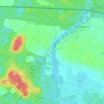 Mapa topográfico Klein Behnitz, altitud, relieve