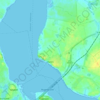 Mapa topográfico Altefähr, altitud, relieve