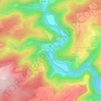 Mapa topográfico Heinzenberg, altitud, relieve