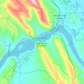 Mapa topográfico Monumento Natural das Portas de Ródão, altitud, relieve