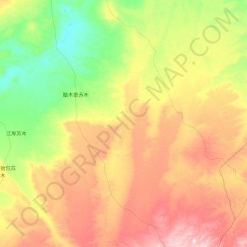 Mapa topográfico 四子王旗脑木更苏木, altitud, relieve