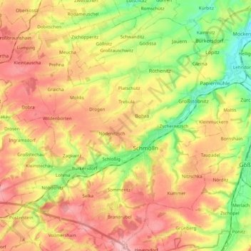 Mapa topográfico Schmölln, altitud, relieve