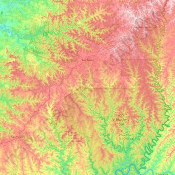 Mapa topográfico Municipio de San Pedro, altitud, relieve