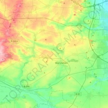 Mapa topográfico Wanzleben-Börde, altitud, relieve