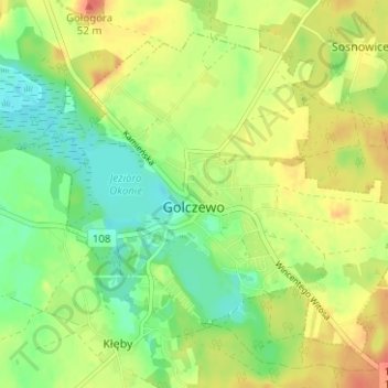 Mapa topográfico Golczewo, altitud, relieve