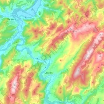 Mapa topográfico Candamo, altitud, relieve