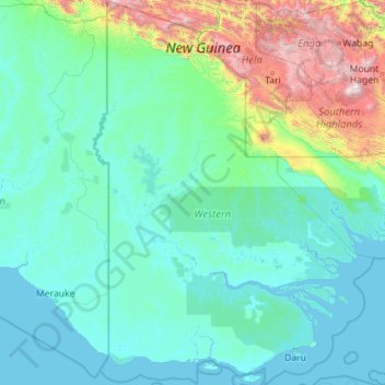 Mapa topográfico Western, altitud, relieve