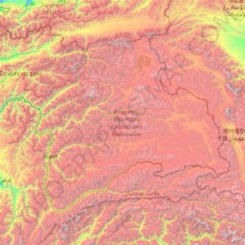 Mapa topográfico Gorno-Badakhshan Autonomous Region, altitud, relieve