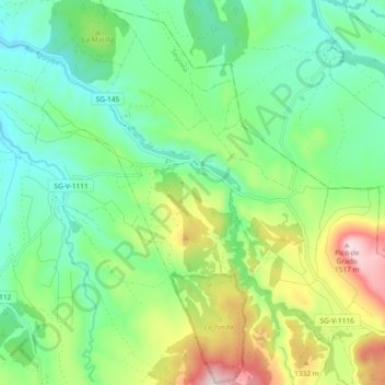Mapa topográfico Santibáñez de Ayllón, altitud, relieve