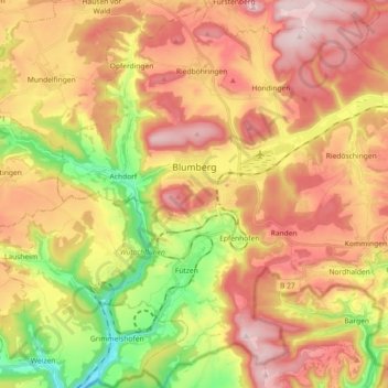 Mapa topográfico Blumberg, altitud, relieve