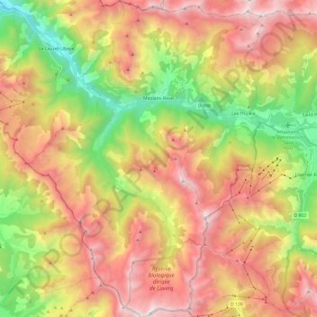 Mapa topográfico Méolans-Revel, altitud, relieve