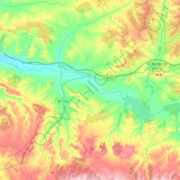Mapa topográfico San Esteban de Gormaz, altitud, relieve