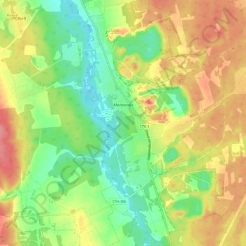 Mapa topográfico Мелехово, altitud, relieve