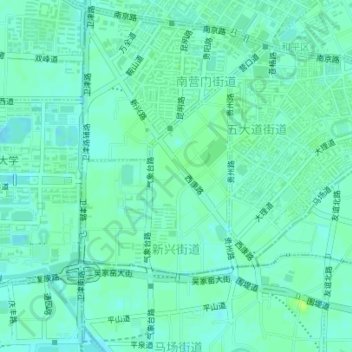 Mapa topográfico 新兴街道, altitud, relieve