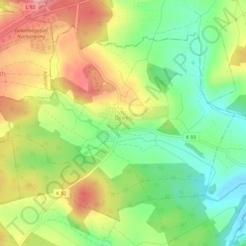 Mapa topográfico Drees, altitud, relieve