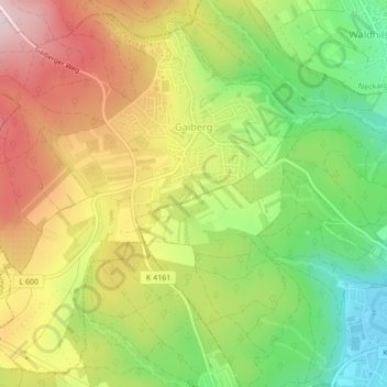 Mapa topográfico Gaiberg, altitud, relieve