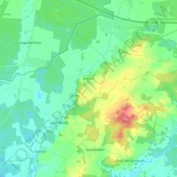 Mapa topográfico Greven, altitud, relieve