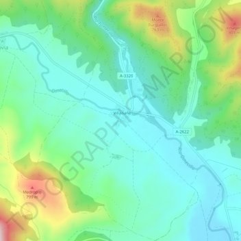 Mapa topográfico Villanañe, altitud, relieve