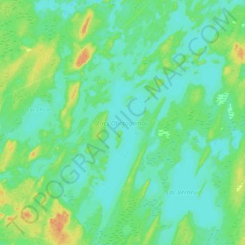 Mapa topográfico Lacs Obatogamau, altitud, relieve