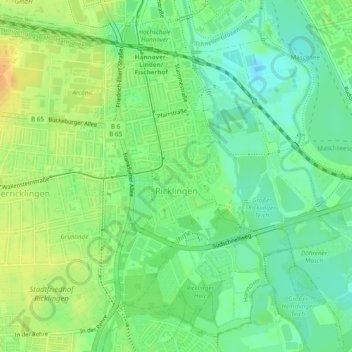 Mapa topográfico Ricklingen, altitud, relieve