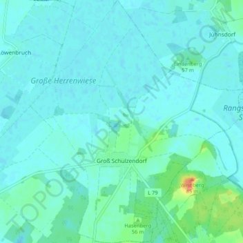 Mapa topográfico Groß Schulzendorf, altitud, relieve
