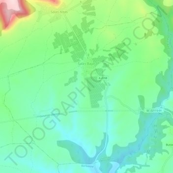 Mapa topográfico Salas Bajas, altitud, relieve