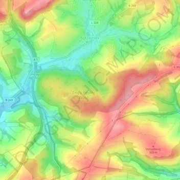 Mapa topográfico Sotzweiler, altitud, relieve