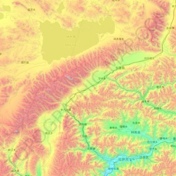 Mapa topográfico 当雄县, altitud, relieve