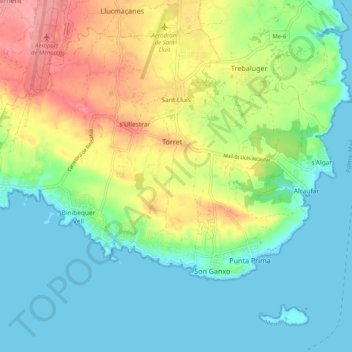 Mapa topográfico San Luis, altitud, relieve