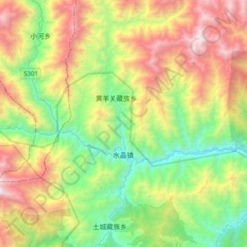 Mapa topográfico 水晶镇, altitud, relieve