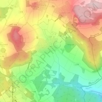 Mapa topográfico Salz, altitud, relieve