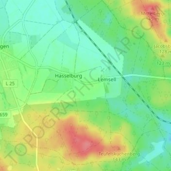 Mapa topográfico Hasselburg, altitud, relieve