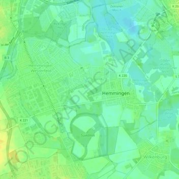 Mapa topográfico Hemmingen-Westerfeld, altitud, relieve