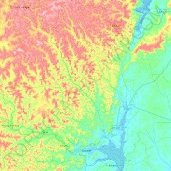 Mapa topográfico Nazaré, altitud, relieve